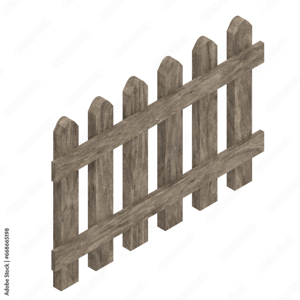Obraz premium 3D rendering illustration of a wooden fence