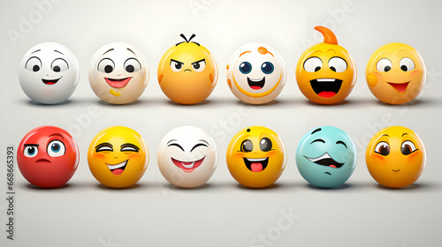 Coloured angry,cute,emotional,smile,happy,planets,sun,moon emoticons collection,Generated Ai © grafvision