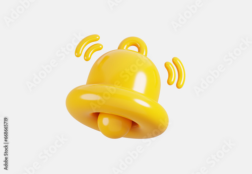 3D icon of notification ringing bell icon isolated.