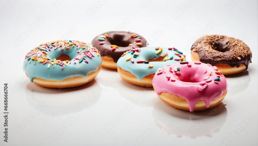 Donuts on white background.

