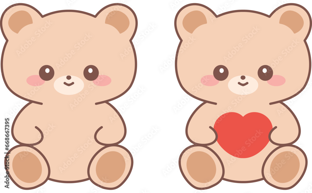ハートを持つかわいいくまのぬいぐるみセット ハートを持つかわいいくまのぬいぐるみセット