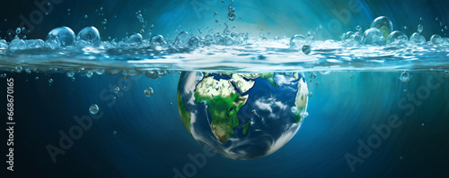 World Water Day concept. Concept of saving water and protecting the environment of the world. Environment Day. Large banner with space for text.
