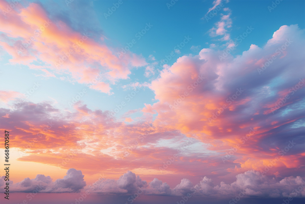 sunset sky with clouds, romance
