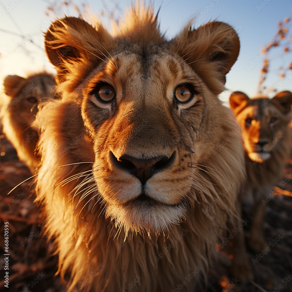 Naklejka premium ALL THE BEAUTY OF THE KING OF THE JUNGLE