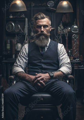 portrait of a man barber © Elements Design