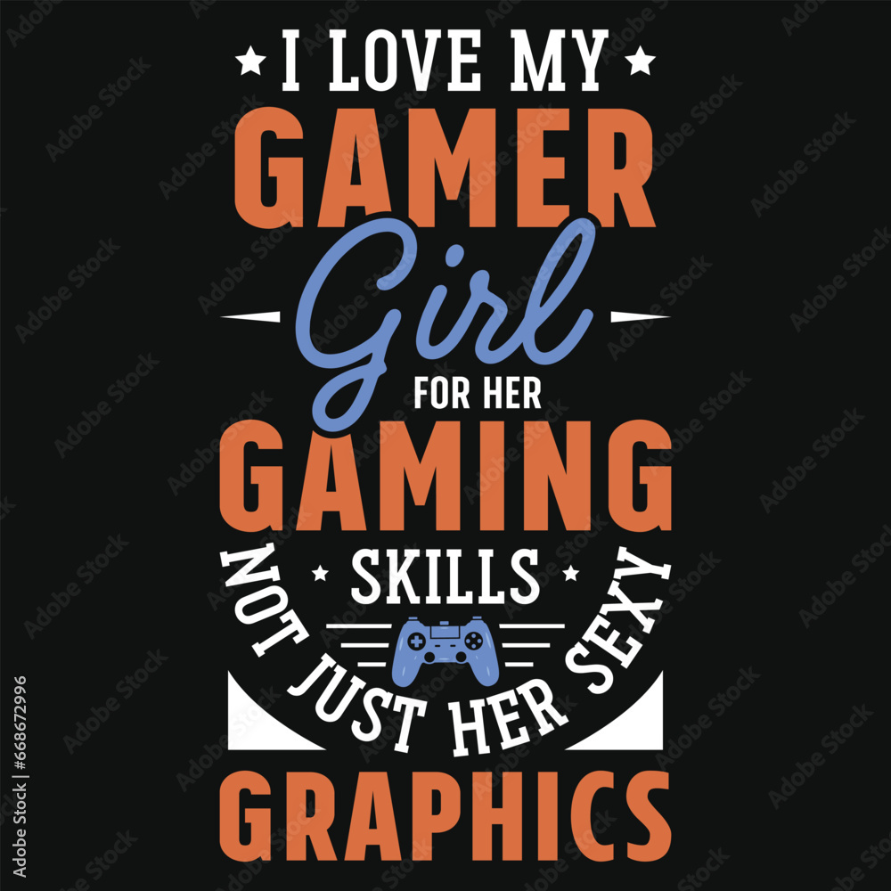 Gamer girls typography tshirt design
