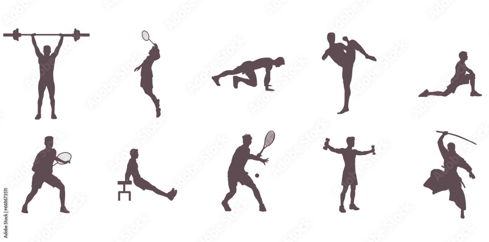 sport man pose silhouette