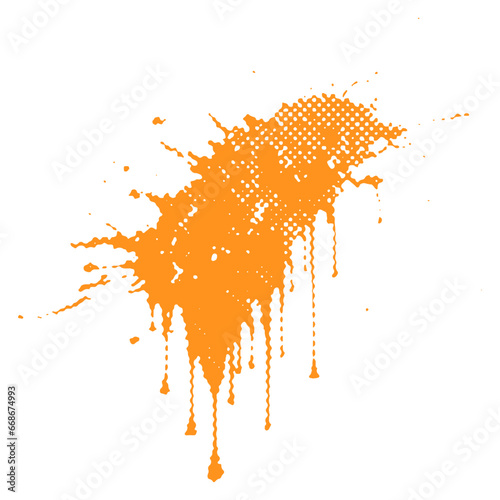 Blood stain with smudges - Halloween halftone dotted realistic clipart. Offset texture Vintage illustration in 90s grunge style