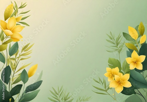 Discover the serene beauty of pastel-colored flowers and leaves, elegantly framing a gradient background for a tranquil and artistic touch