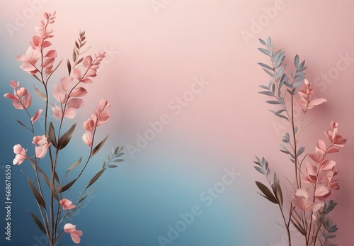 A gentle display of delicate pastel flowers and leaves creating an enchanting frame against a soothing gradient backdrop