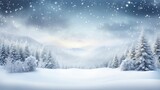 Winter background .Merry Christmas and happy New Year greeting card with copy-space. Christmas landscape with snow and fir trees