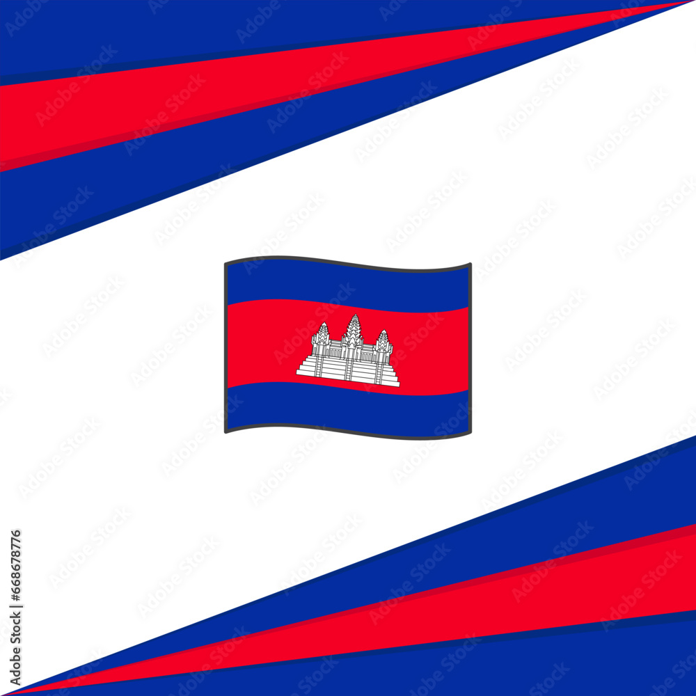 Cambodia Flag Abstract Background Design Template. Cambodia Independence Day Banner Social Media Post. Cambodia Design