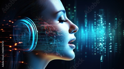 Artificial Intelligence Entity Using Voice to Communicate as Represented by Soundwave - Natural Language Processing - NLP - Speech Recognition - Conversational AI and Computational Linguistics Concept photo