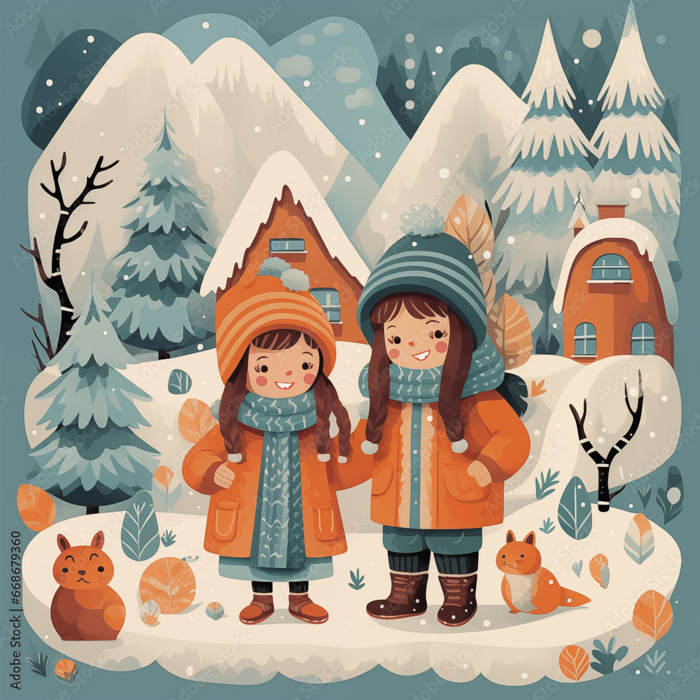 Charming Winter Adventure Illustrations