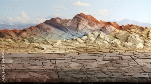 Explore the geological history of the earth with this photo of volcanic ash layers. The different hues of ash and rock tell a story of past eruptions, while offering a glimpse into the terraformation