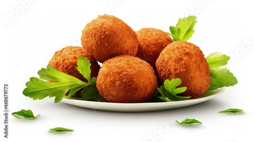 fried meatless plant based balls isolated on white background