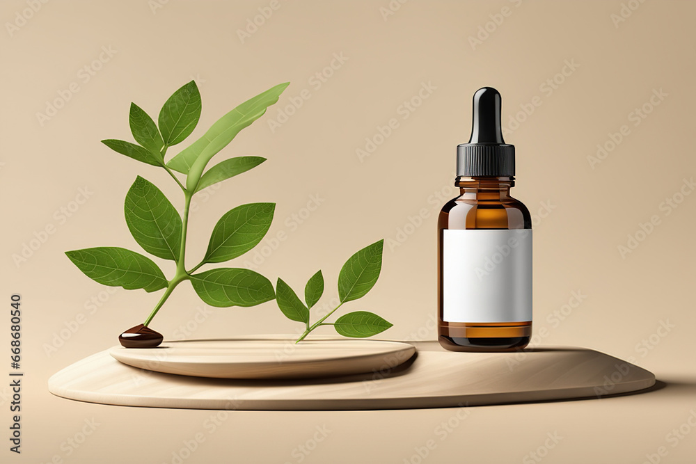 A white tube of cosmetics on a stone among the leaves. The concept of natural plant cosmetics Mockup in Natural green background for Empty show for packaging product presentation.AI generated A white tube of cosmetics on a stone among the leaves. The concept of natural plant cosmetics Mockup in Natural green background for Empty show for packaging product presentation.AI generated