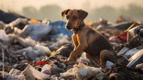 Thai dog on the garbage pile