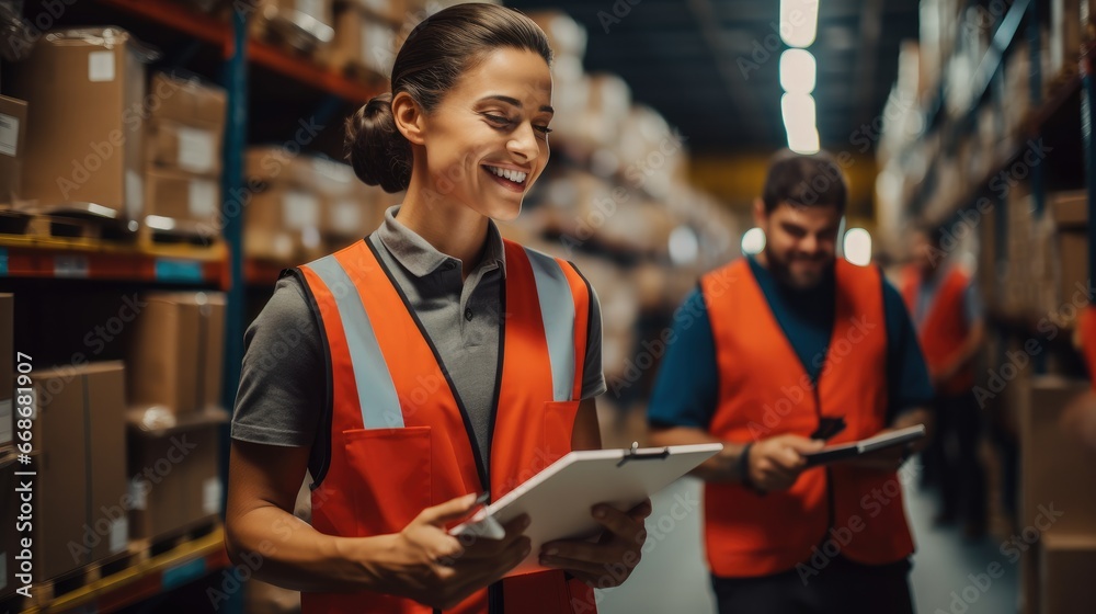 Warehouse worker using tablet for tracking shipment. Warehouse worker using tablet for tracking shipment.