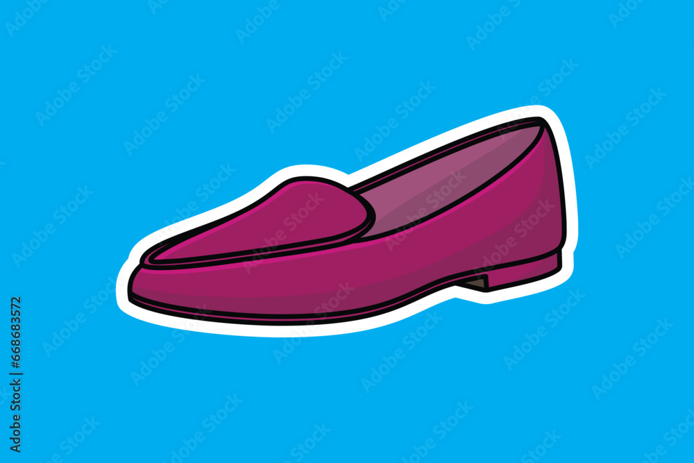 Loafer Fashion Shoe Sticker vector illustration. Fashion object icon concept design. Boys outdoor fashion shoes sticker vector design with shadow.