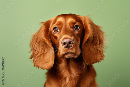 Cachorro marrom isolado no fundo verde pastel - Papel de parede 