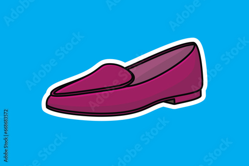 Loafer Fashion Shoe Sticker vector illustration. Fashion object icon concept design. Boys outdoor fashion shoes sticker vector design with shadow.