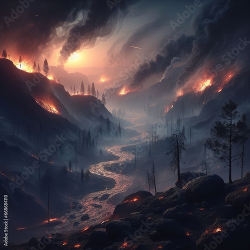 fire in the forest backgorund © Deanmon