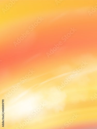 Sunset Sky Background Sunrise Orange cloud Yellow Pink sky in morning Summer Vector Sunny Autumn Nature landscape field in evening.Winter sunlight  cartoon illustration Horizon Spring sun down by Sea