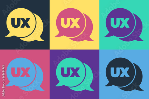 Pop art UI or UX design icon isolated on color background. Vector
