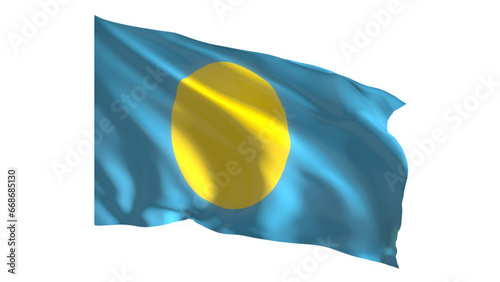 Palau national flag on white background.
