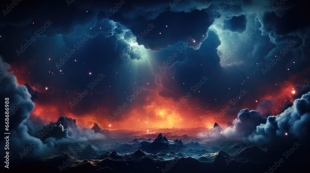 Naklejka premium Deep space, Nebula, clouds of gas, stars.