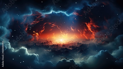 Deep space, Nebula, clouds of gas, stars.