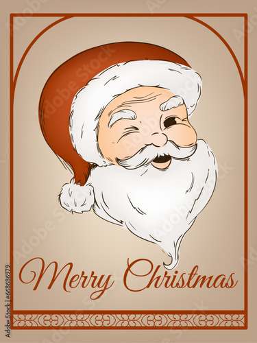 Christmas card with drawn Santa Claus