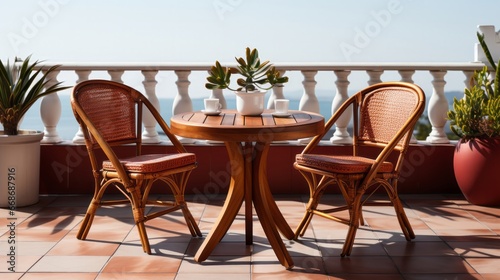 Leisure set table chairs outdoors isolated on transparent. Generative AI.