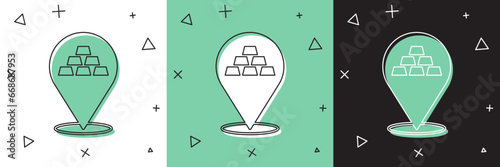 Set Gold bars icon isolated on white and green, black background. Banking business concept. Vector