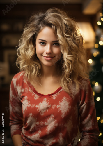 A Portrait of a Young Woman-Christmas Background