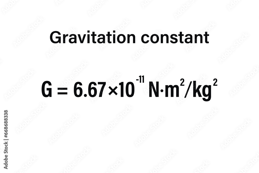 Gravitation constant on the white background. Education. Science. Important Physics Formula. Vector illustration.