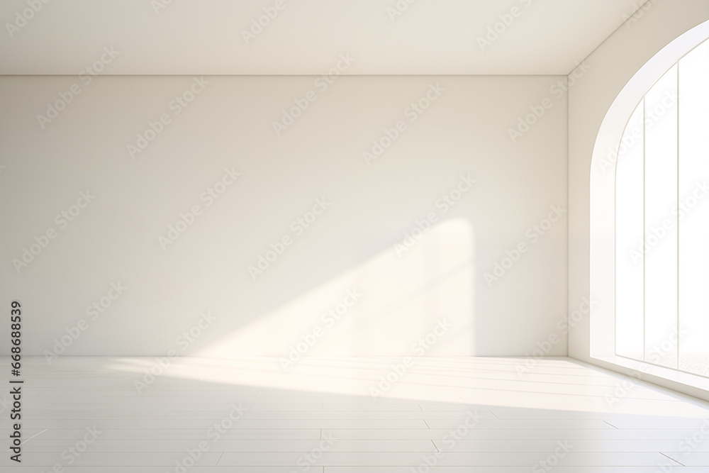 Empty modern interior with white wall, Minimal room design. - obrazy, fototapety, plakaty 