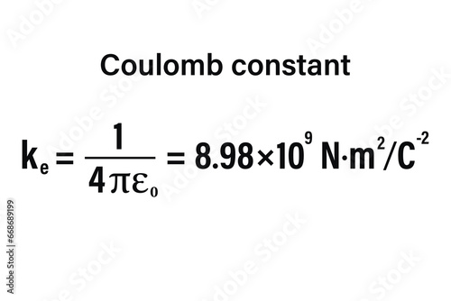 Coulomb constant on the white background. Education. Science. Important Physics Formula. Vector illustration.
