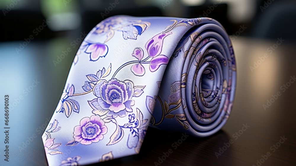 Rolled silk necktie elegant and refined fashion accessory. Generative AI.