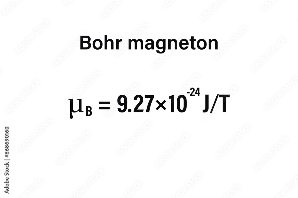 Bohr magneton on the white background. Education. Science. Important Physics Formula. Vector illustration.