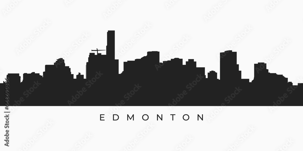 Edmonton city skyline silhouette. Canada skyscraper buildings in vector format