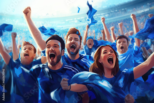 Fans watching a sport match in stadium