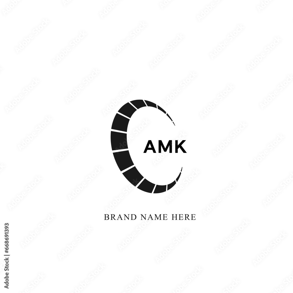 Fototapeta premium AMK logo. A M K design. White AMK letter. AMK, A M K letter logo design. Initial letter AMK linked circle uppercase monogram logo.