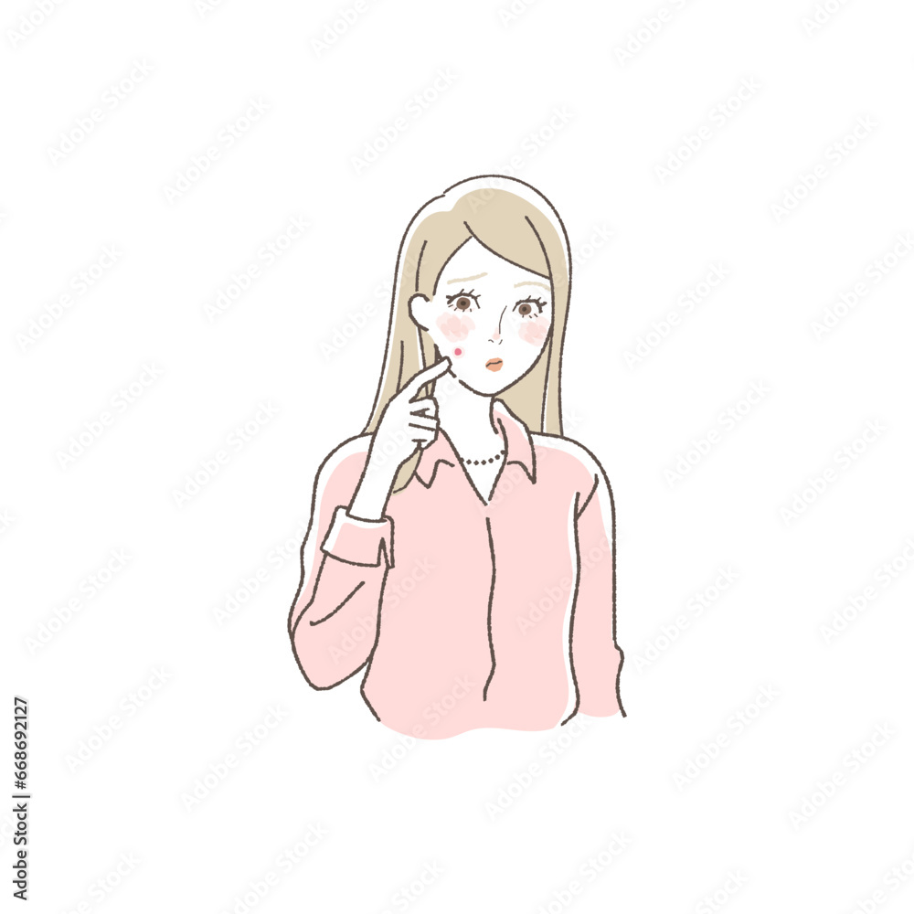 Illustration of a Woman Troubled by Skin Problems. Illustration of a Woman Troubled by Skin Problems.