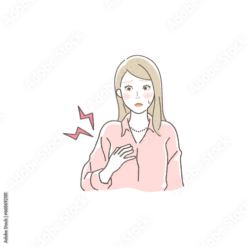 Illustration of a Woman Troubled by Breast Tenderness.