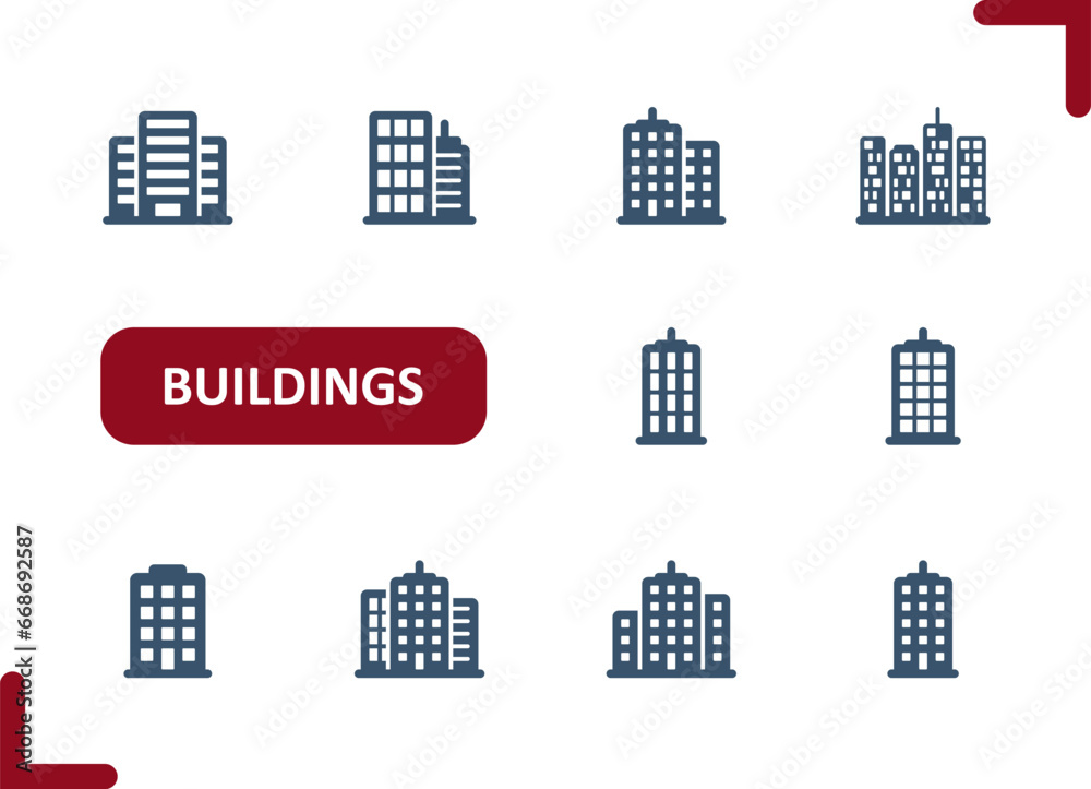 Buildings Icons. Building, City, Skyscraper, Office Building, Apartment Building Icon