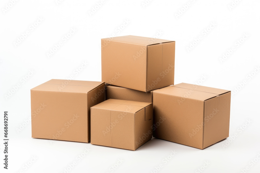 cardboard boxes on white background