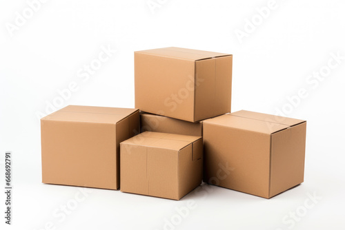 cardboard boxes on white background © VIRTUALISTIK