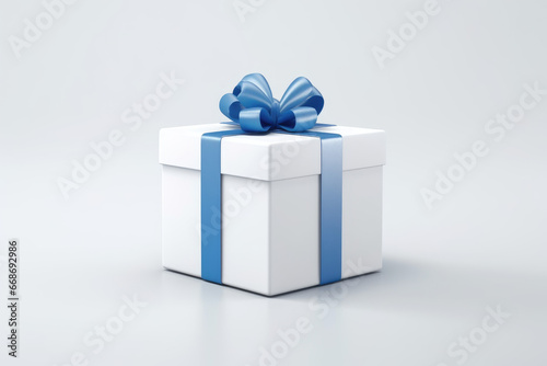 3d render of cubic white gift box with blue bow for wedding  © VIRTUALISTIK